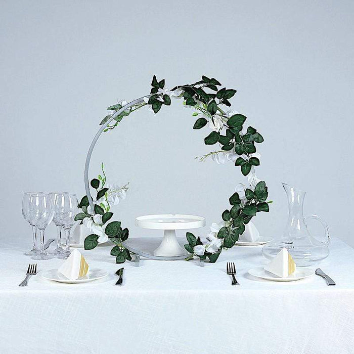 20" Round Metal Floral Hoop Standing Wreath Centerpiece Ring - Silver WOD_HOPMET5_20_SILV