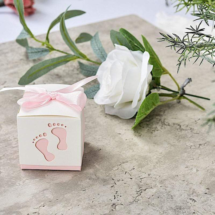 25 pcs 2.5" Baby Shower Party Favor Boxes with Footprints Design