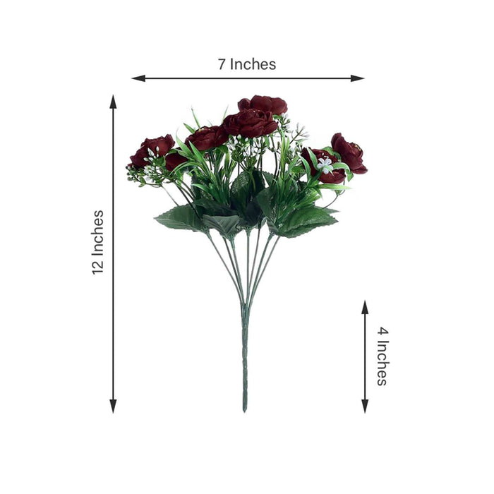 4 Bushes 12" tall Silk Artificial Peony Flowers Bouquets Arrangements