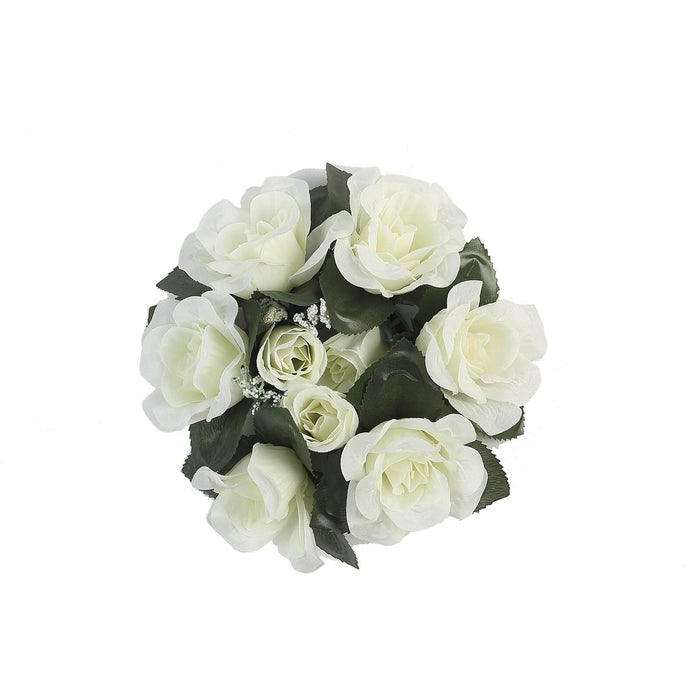 4 Candle Rings with Silk Roses Centerpieces ARTI_RING_IVR