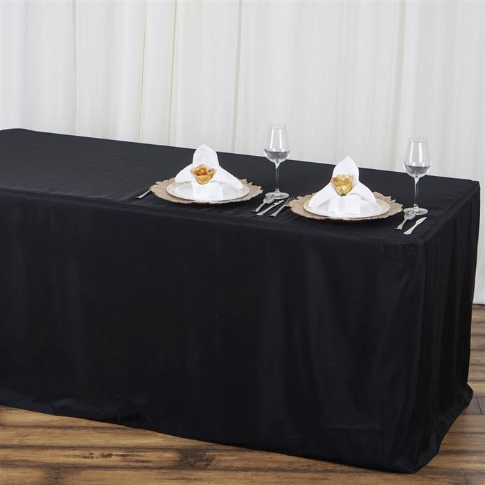 4 ft Fitted Polyester Tablecloth 48" x 30" x 30" TAB_FIT4_BLK