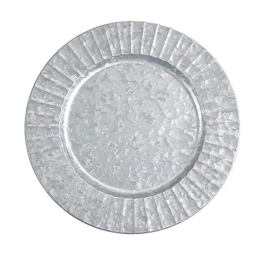 4 pcs 13" Round with Ruffled Rim Galvanized Metal Charger Plates - Silver CHRG_MET0001_SILV