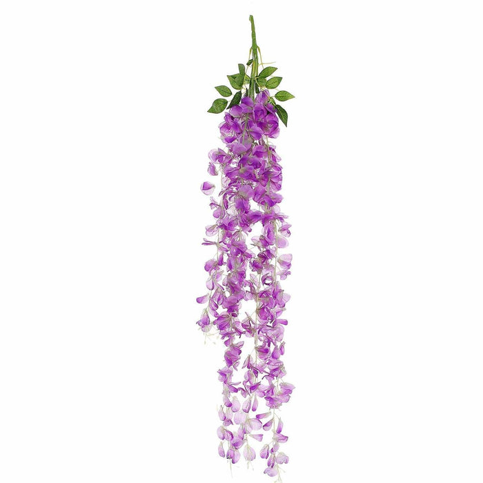 42" tall Silk Wisteria Flowers Hanging Vine Bush ARTI_WIST01_LAV