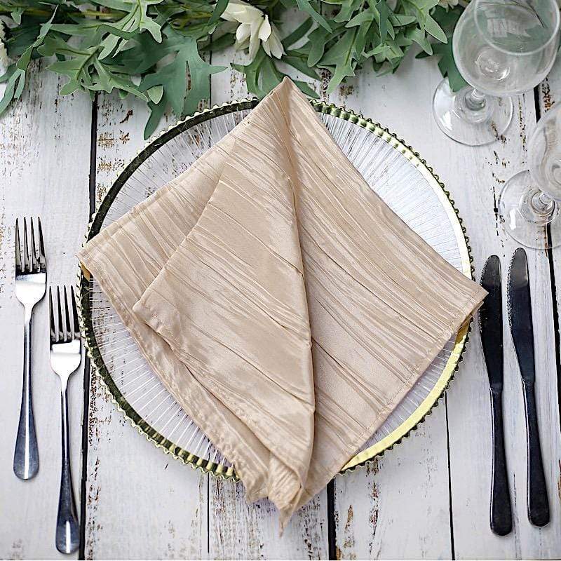 5 Accordion Crinkled Taffeta Dinner Napkins