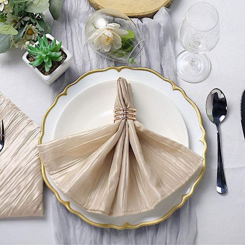 5 Accordion Crinkled Taffeta Dinner Napkins