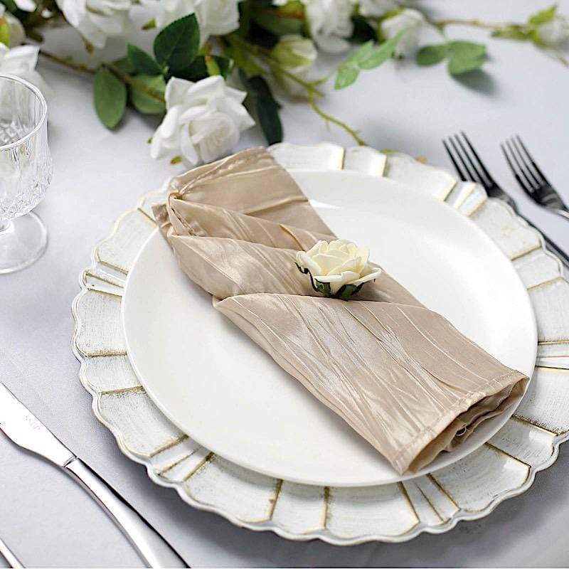 5 Accordion Crinkled Taffeta Dinner Napkins