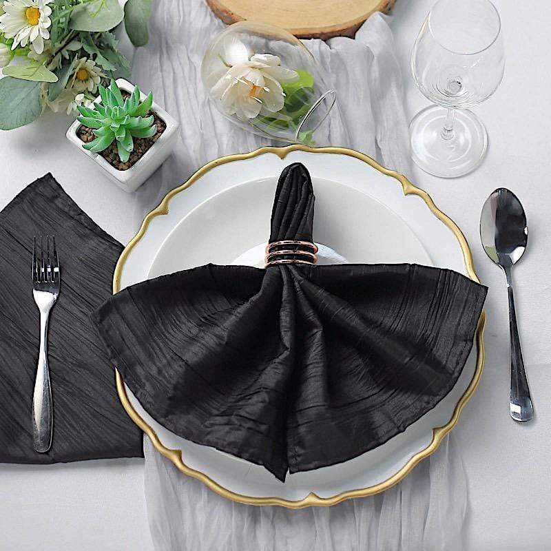 5 Accordion Crinkled Taffeta Dinner Napkins