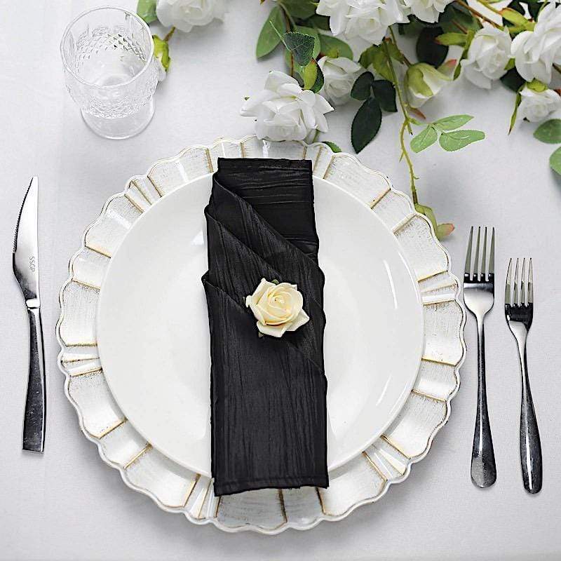 5 Accordion Crinkled Taffeta Dinner Napkins