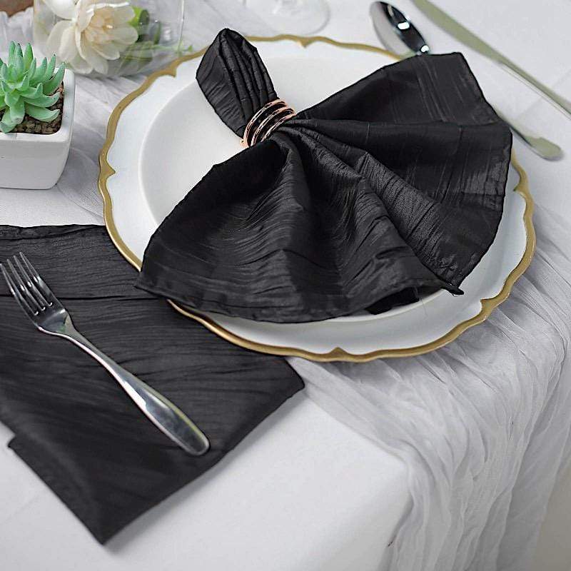 5 Accordion Crinkled Taffeta Dinner Napkins - Black NAP_ACRNK_BLK