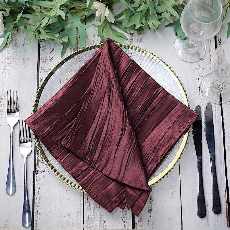 5 Accordion Crinkled Taffeta Dinner Napkins