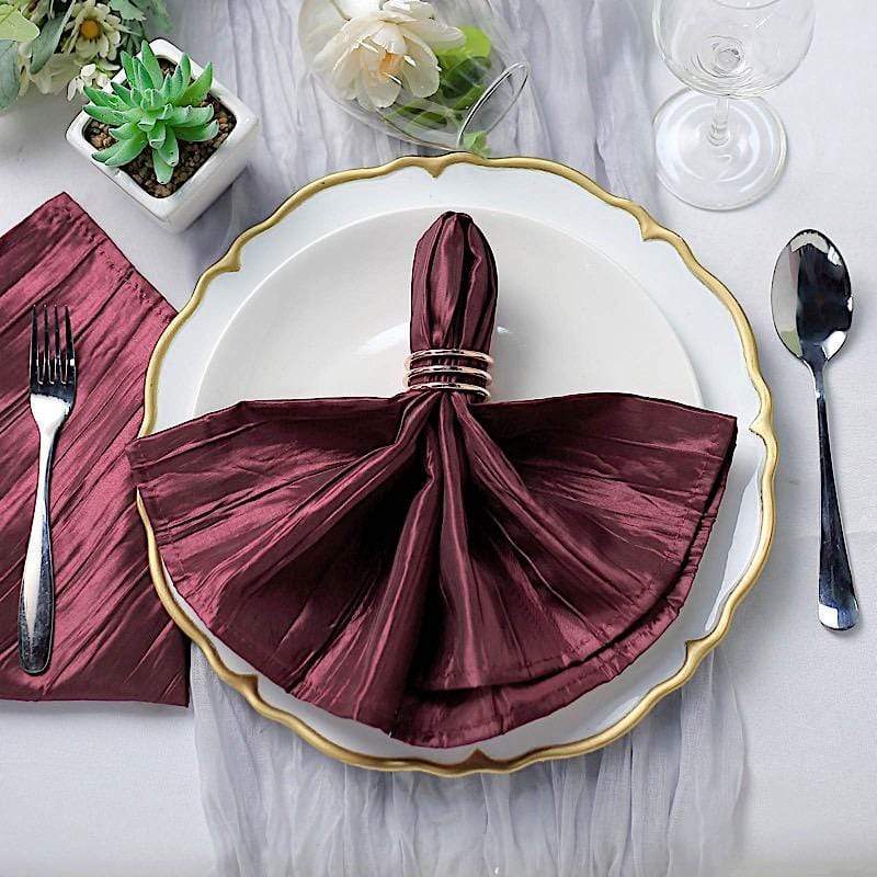 5 Accordion Crinkled Taffeta Dinner Napkins