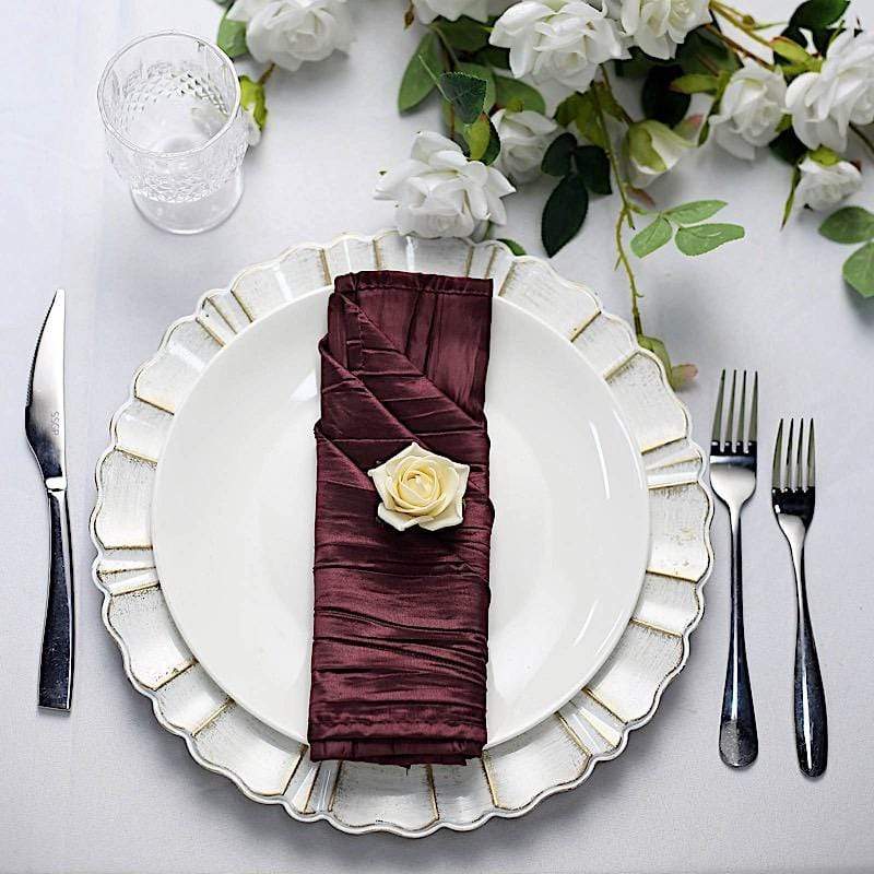 5 Accordion Crinkled Taffeta Dinner Napkins