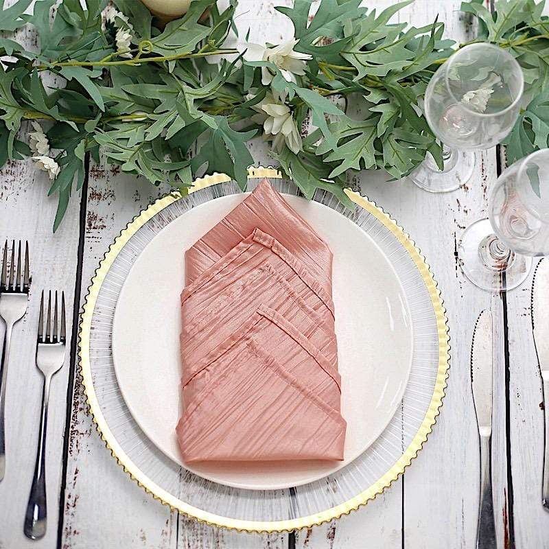 5 Accordion Crinkled Taffeta Dinner Napkins