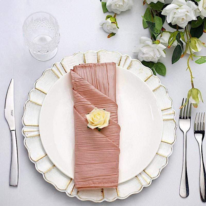 5 Accordion Crinkled Taffeta Dinner Napkins