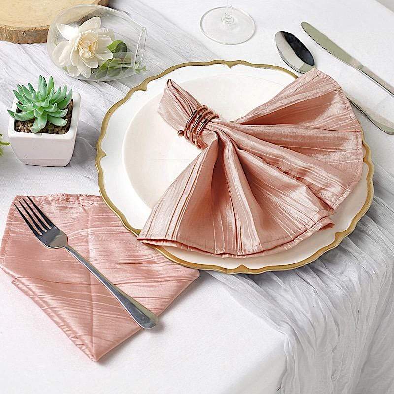 5 Accordion Crinkled Taffeta Dinner Napkins
