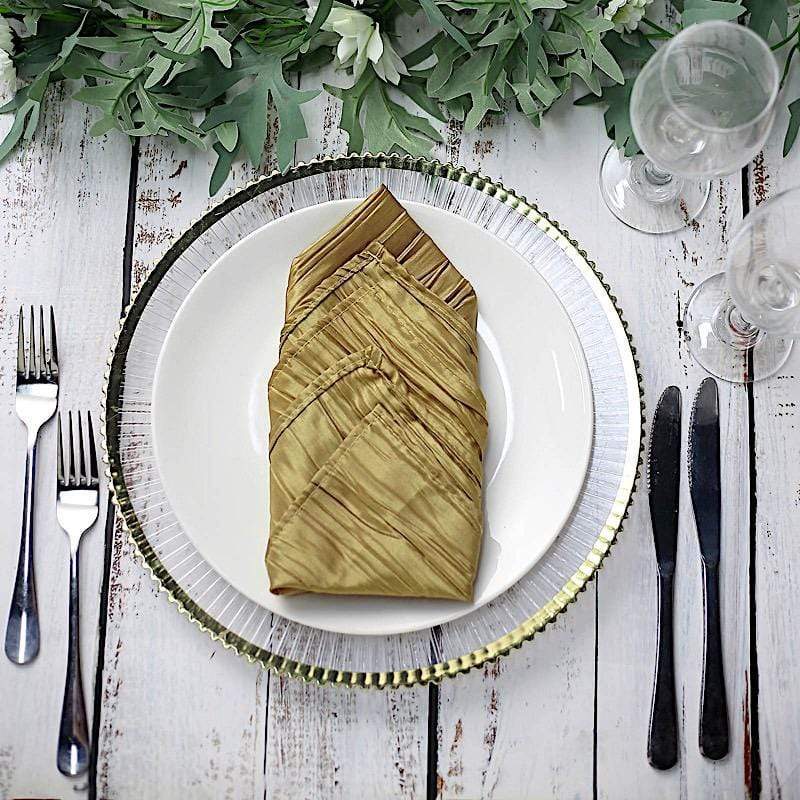 5 Accordion Crinkled Taffeta Dinner Napkins