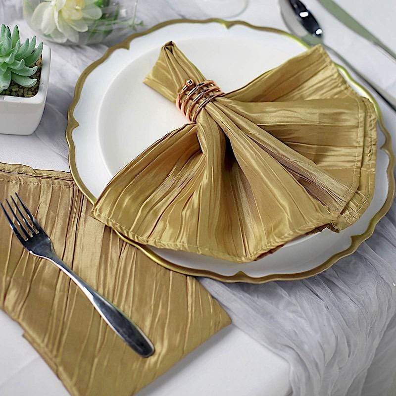 5 Accordion Crinkled Taffeta Dinner Napkins
