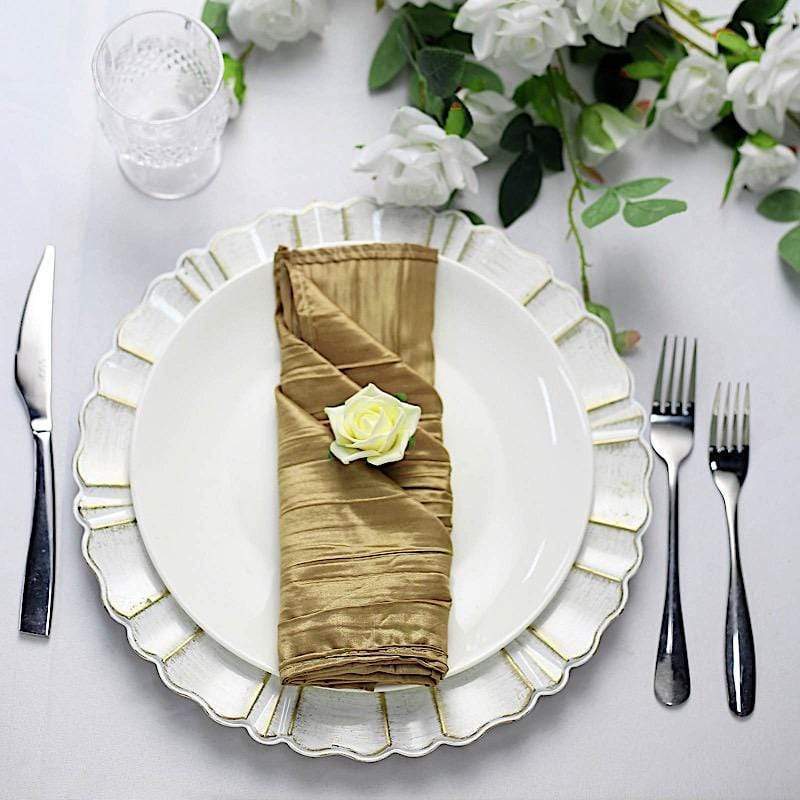 5 Accordion Crinkled Taffeta Dinner Napkins