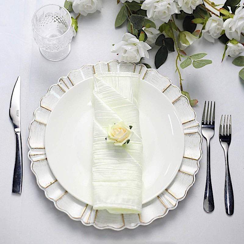 5 Accordion Crinkled Taffeta Dinner Napkins
