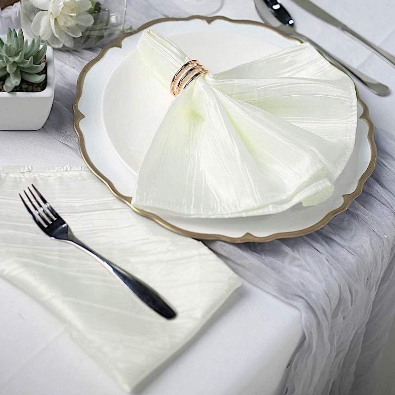 5 Accordion Crinkled Taffeta Dinner Napkins