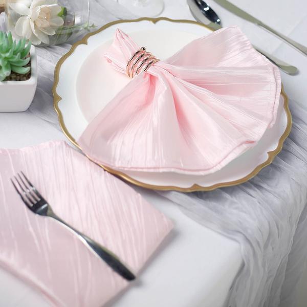 5 Accordion Crinkled Taffeta Dinner Napkins