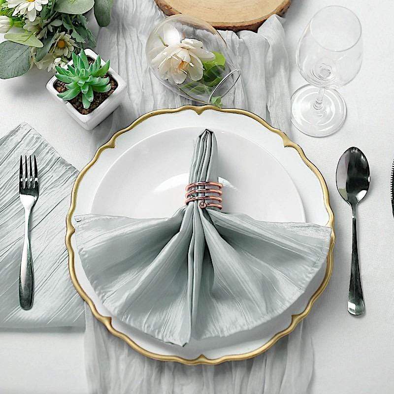 5 Accordion Crinkled Taffeta Dinner Napkins