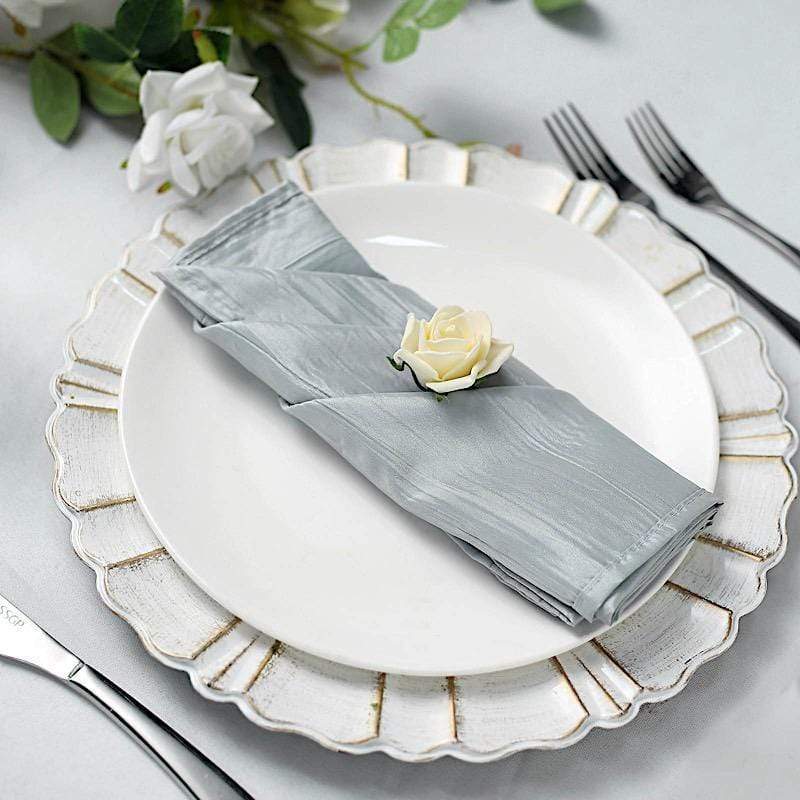 5 Accordion Crinkled Taffeta Dinner Napkins
