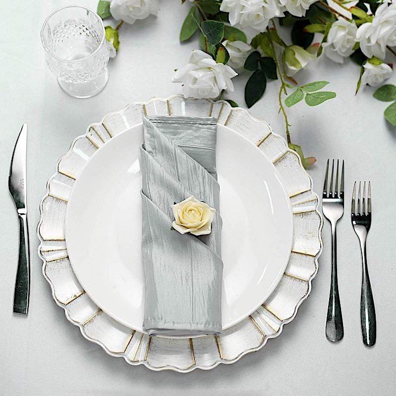 5 Accordion Crinkled Taffeta Dinner Napkins