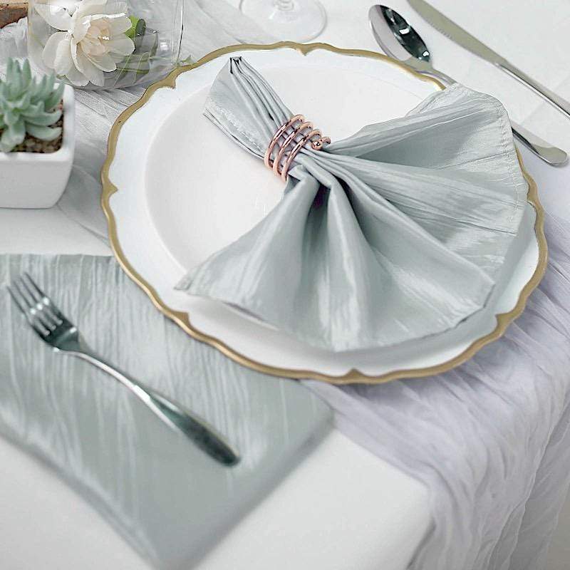 5 Accordion Crinkled Taffeta Dinner Napkins