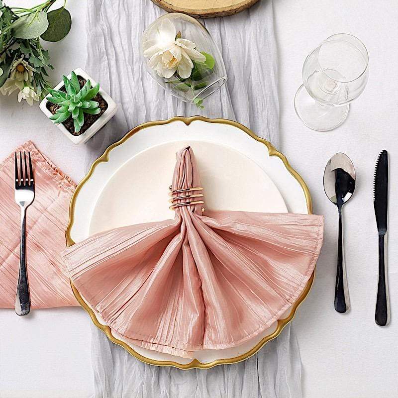 5 Accordion Crinkled Taffeta Dinner Napkins