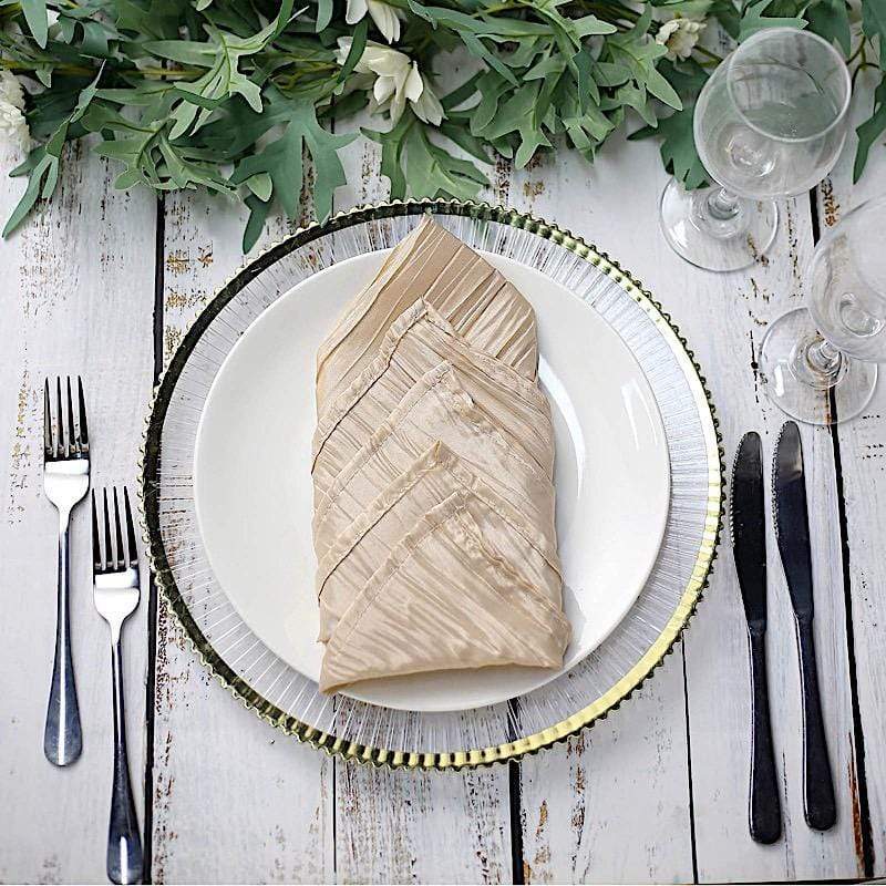 5 Accordion Crinkled Taffeta Dinner Napkins