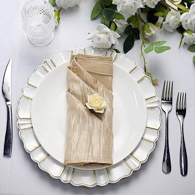 5 Accordion Crinkled Taffeta Dinner Napkins
