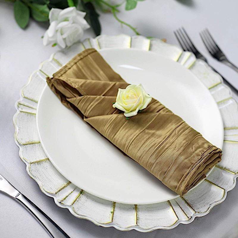 5 Accordion Crinkled Taffeta Dinner Napkins