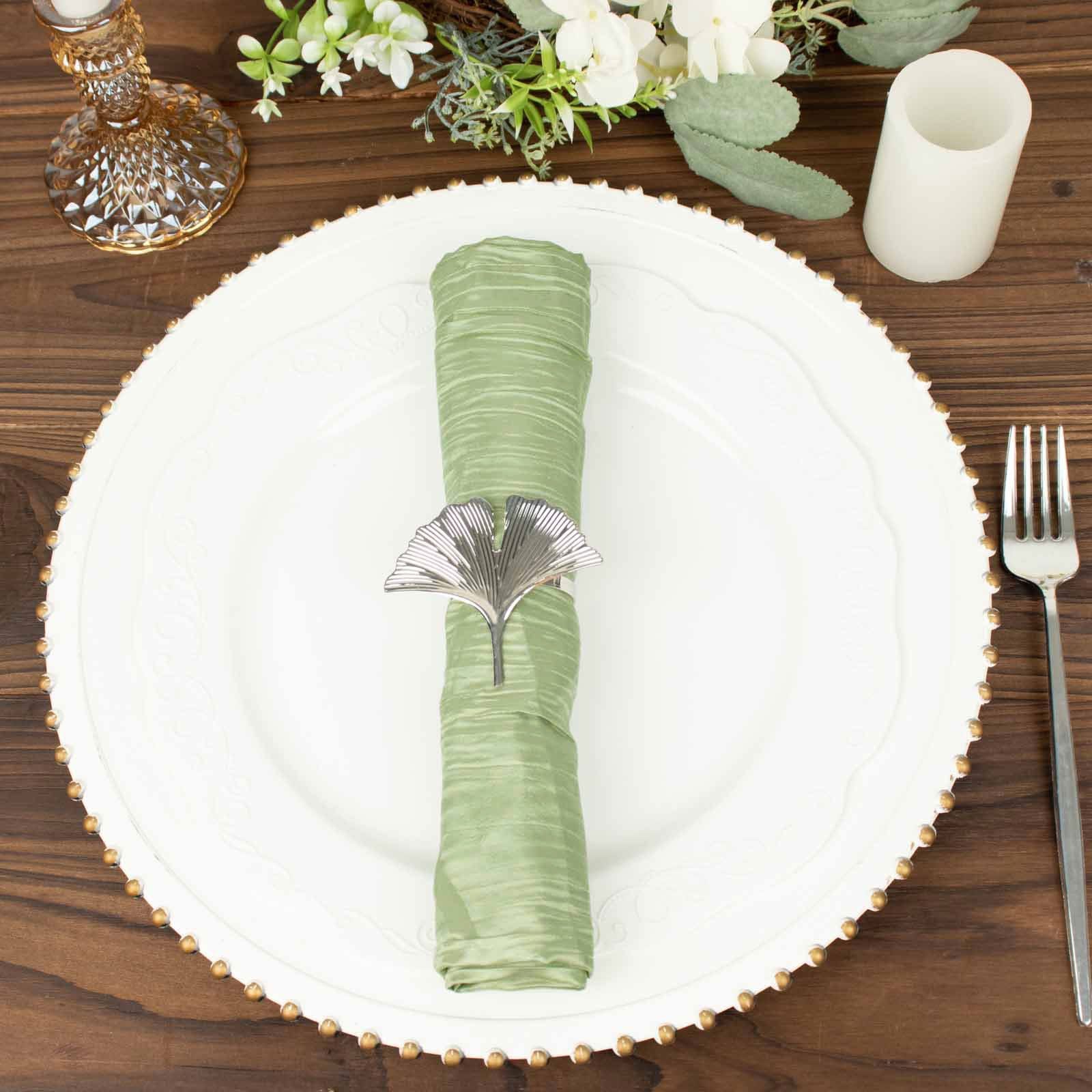 5 Accordion Crinkled Taffeta Dinner Napkins