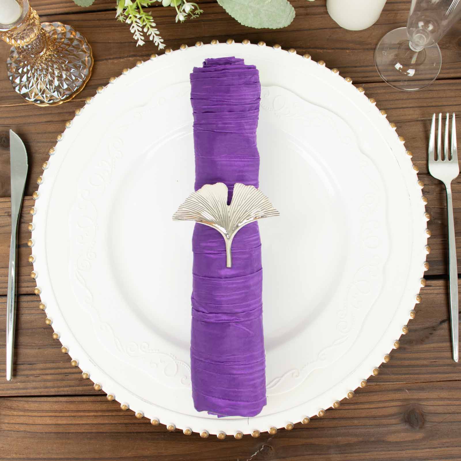 5 Accordion Crinkled Taffeta Dinner Napkins