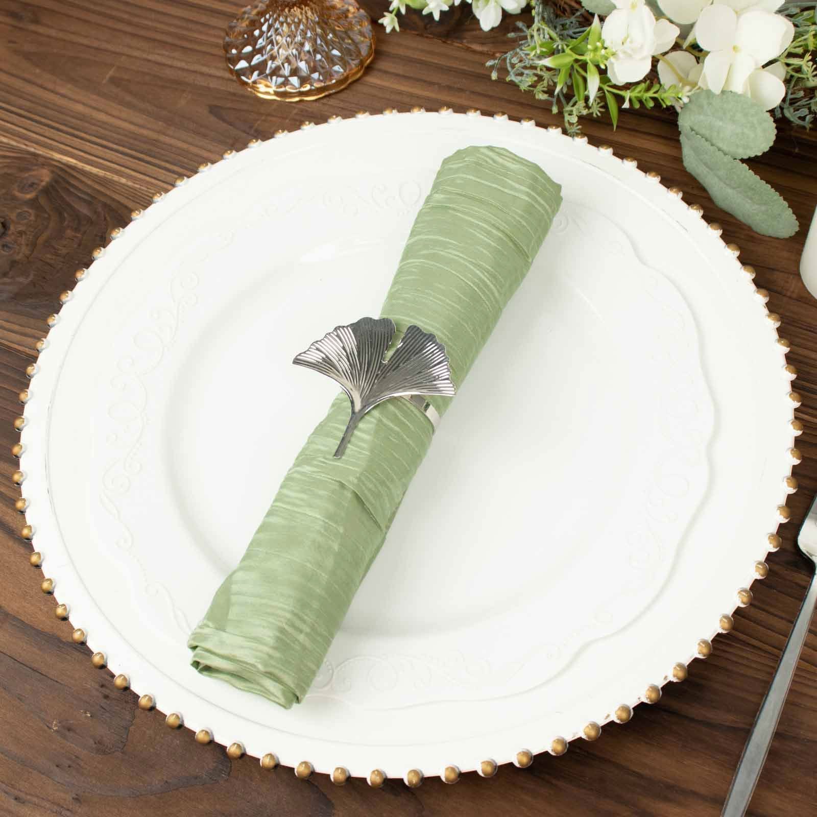 5 Accordion Crinkled Taffeta Dinner Napkins