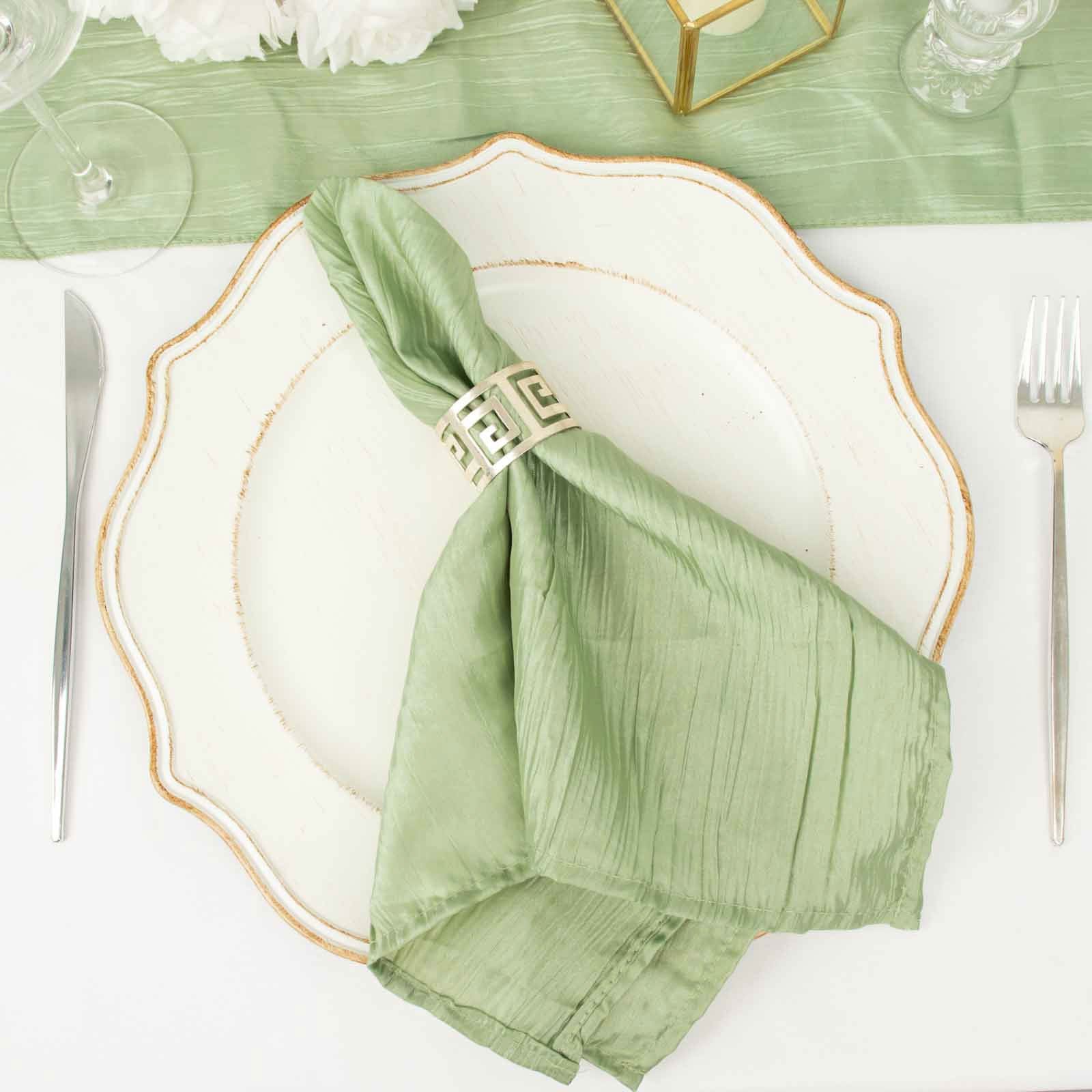 5 Accordion Crinkled Taffeta Dinner Napkins