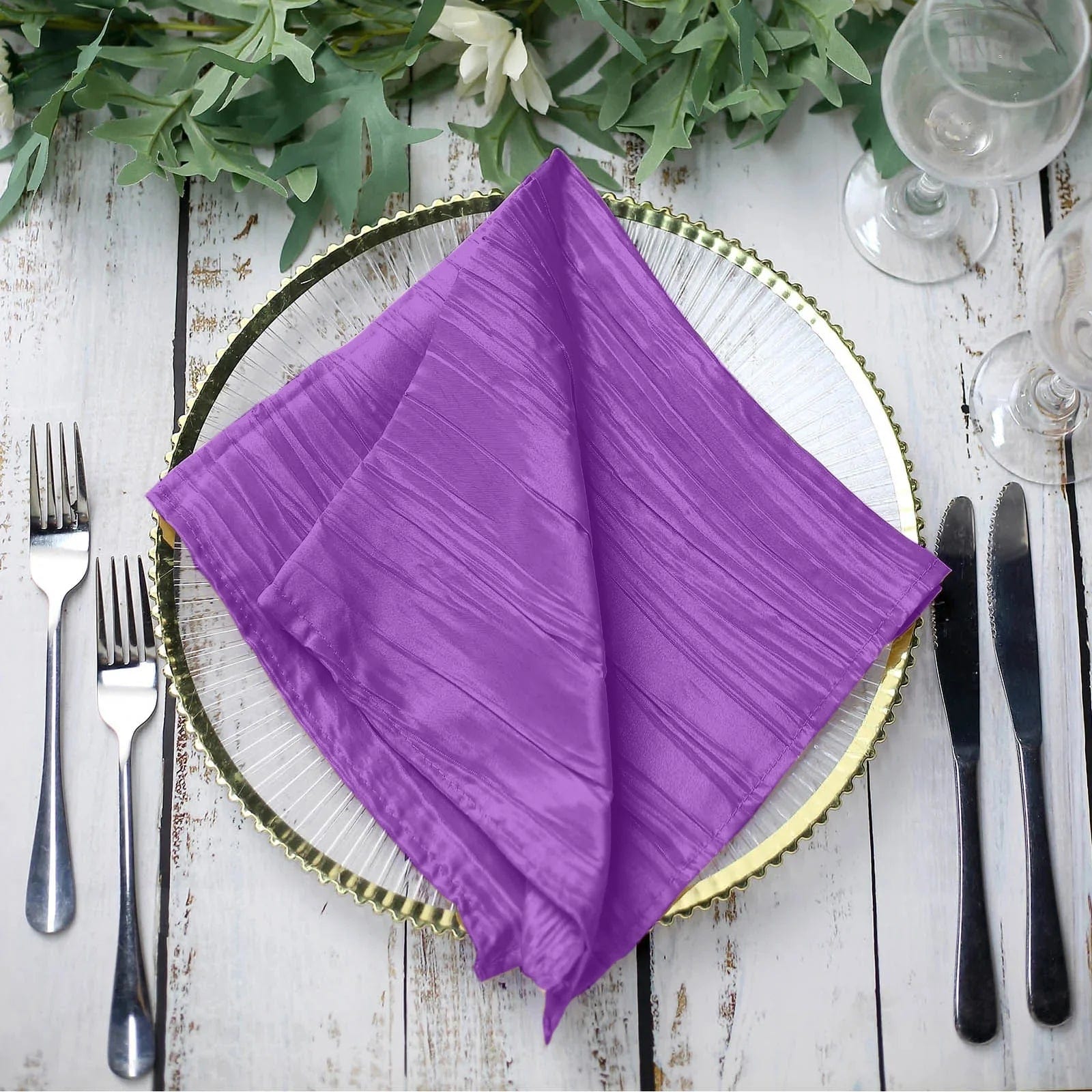5 Accordion Crinkled Taffeta Dinner Napkins
