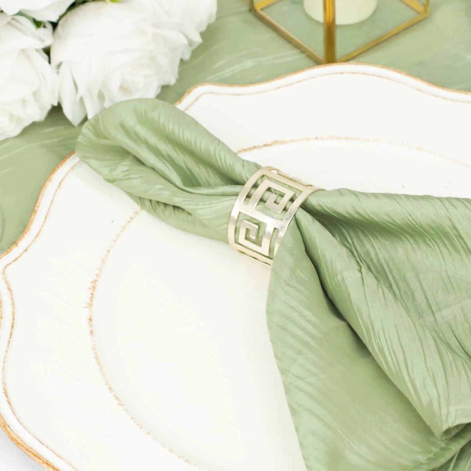 5 Accordion Crinkled Taffeta Dinner Napkins