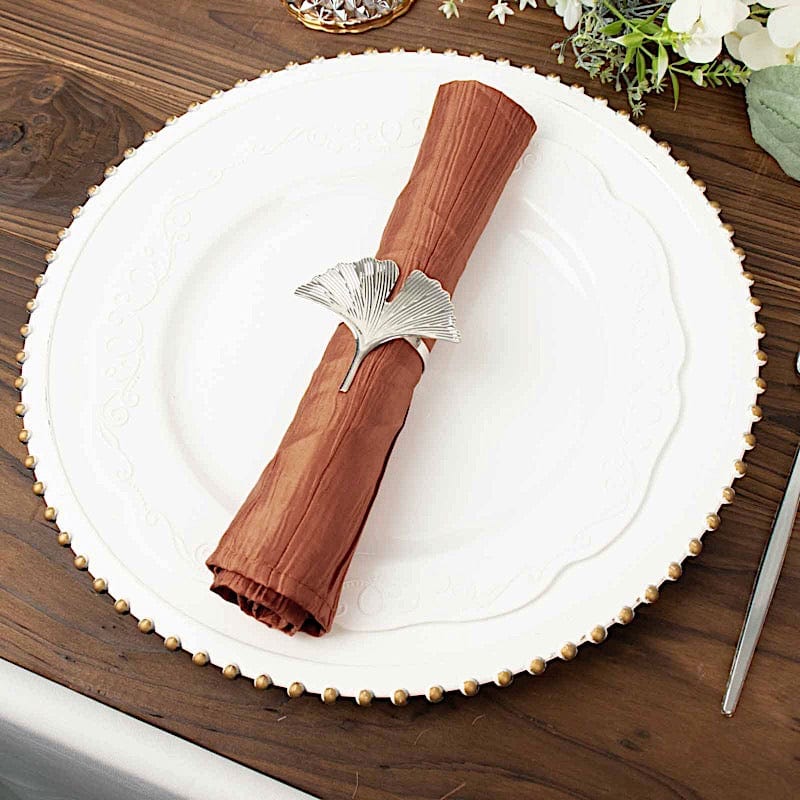 5 Accordion Crinkled Taffeta Dinner Napkins