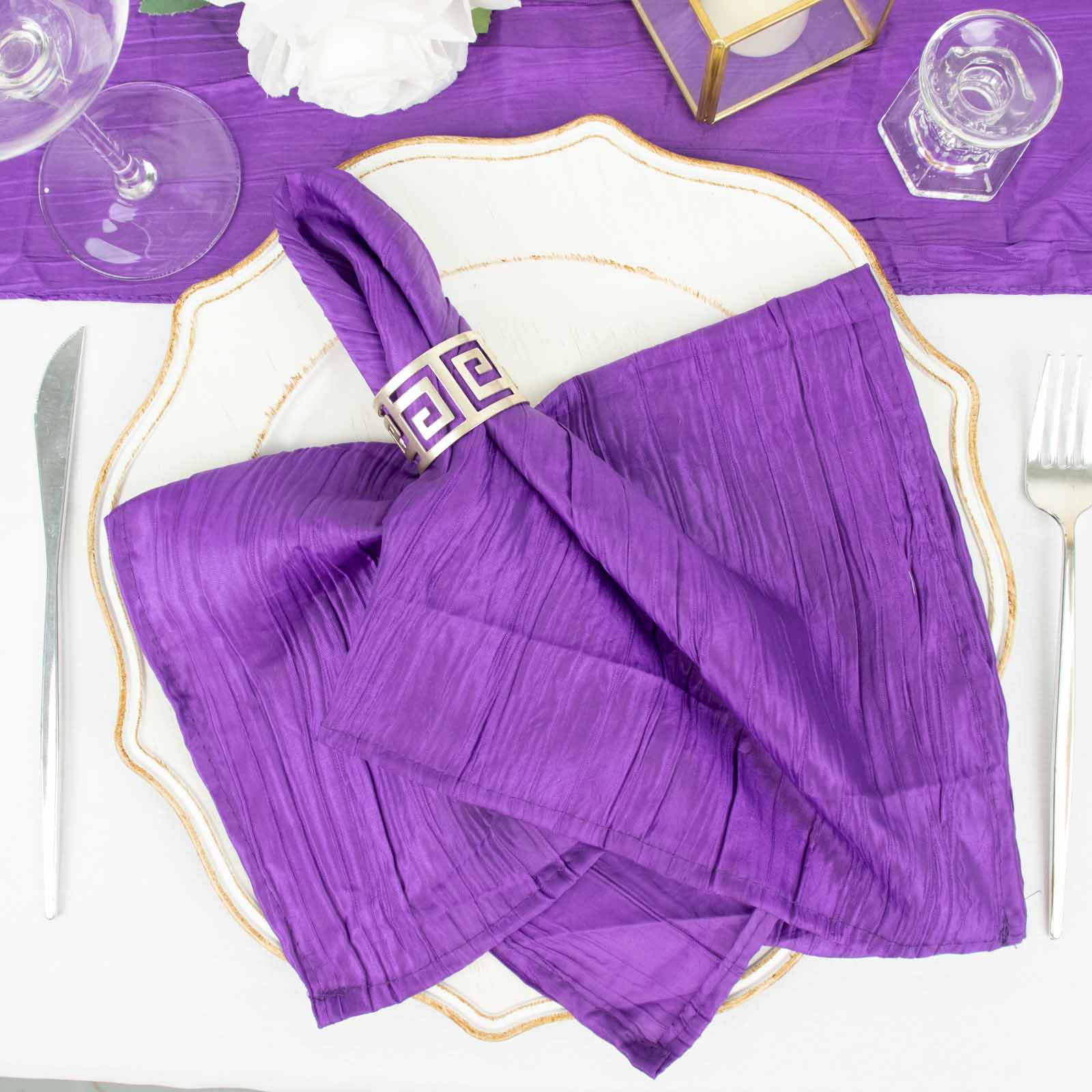 5 Accordion Crinkled Taffeta Dinner Napkins