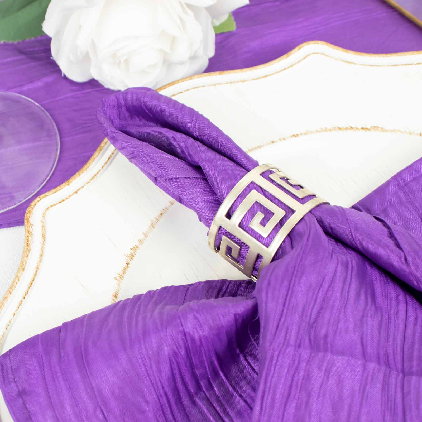 5 Accordion Crinkled Taffeta Dinner Napkins