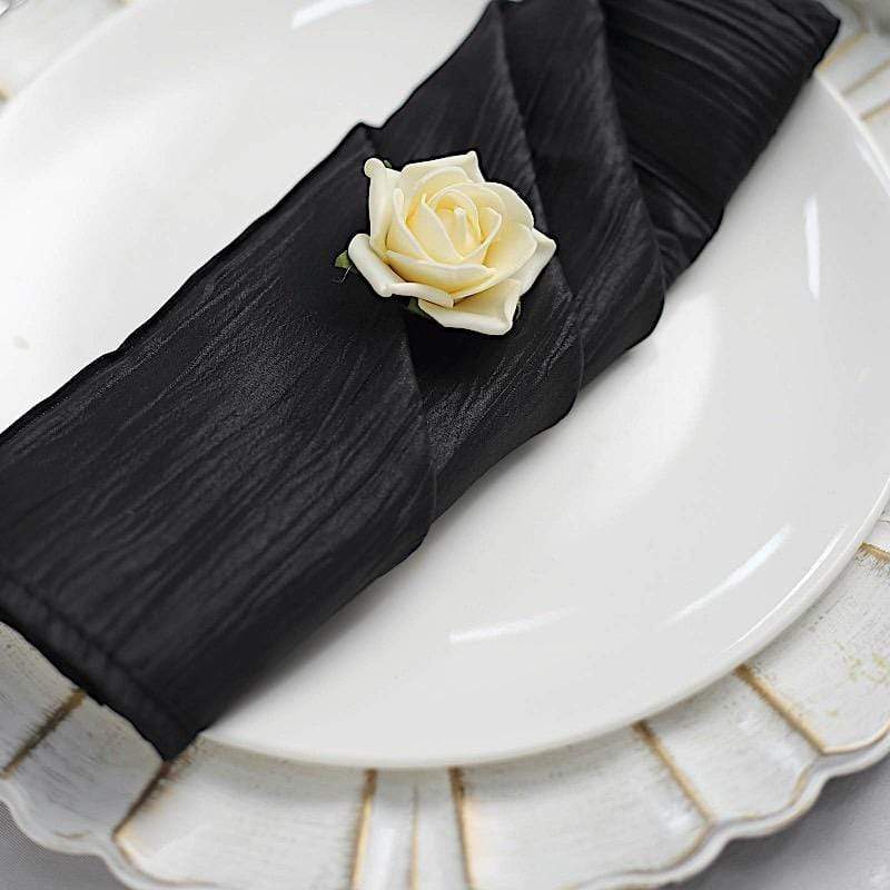 5 Accordion Crinkled Taffeta Dinner Napkins NAP_ACRNK_BLK