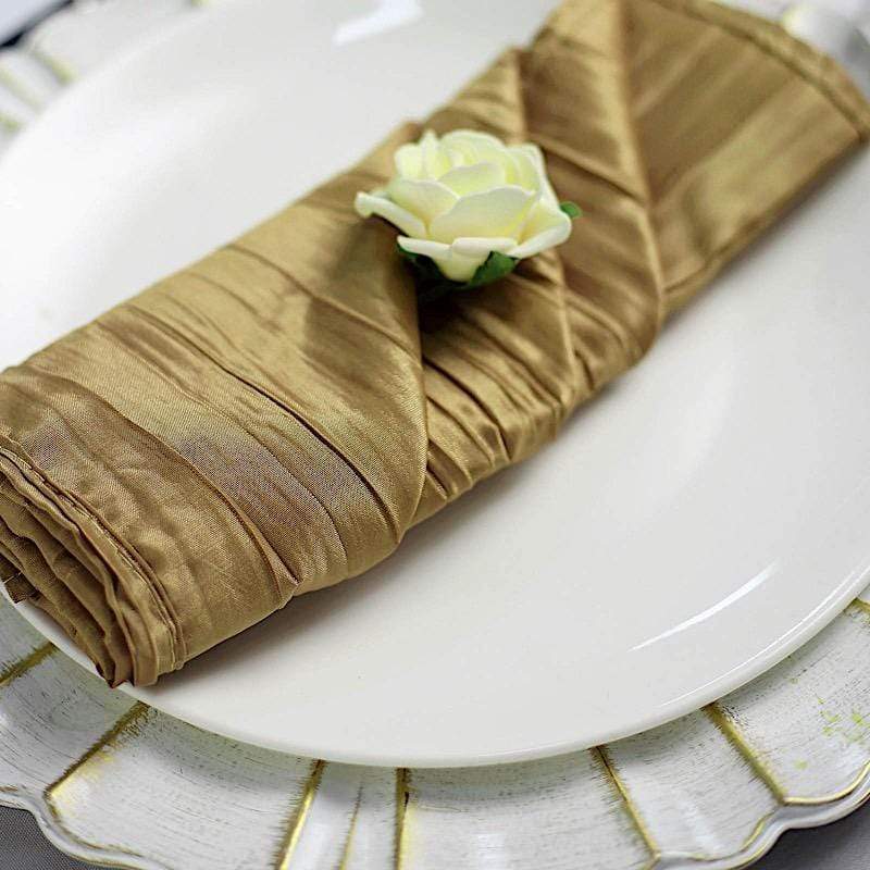5 Accordion Crinkled Taffeta Dinner Napkins NAP_ACRNK_GOLD