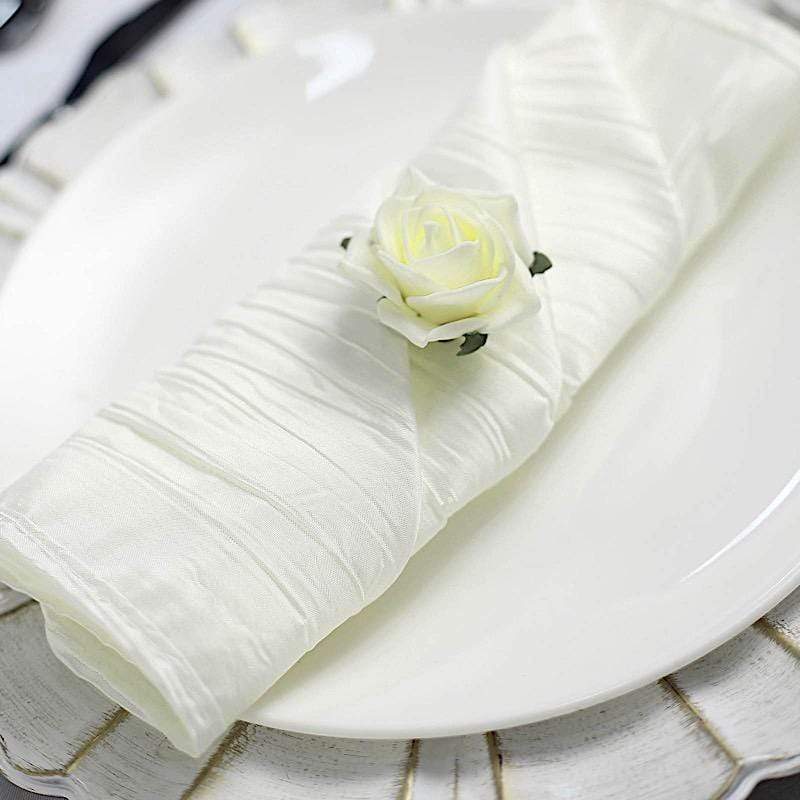 5 Accordion Crinkled Taffeta Dinner Napkins NAP_ACRNK_IVR