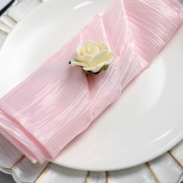 5 Accordion Crinkled Taffeta Dinner Napkins NAP_ACRNK_PINK