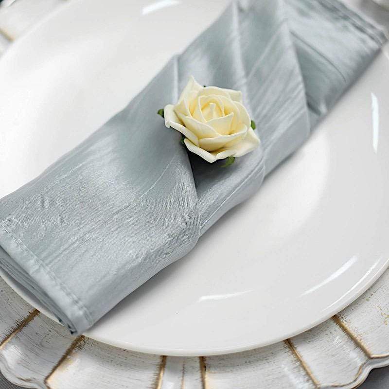 5 Accordion Crinkled Taffeta Dinner Napkins NAP_ACRNK_SILV