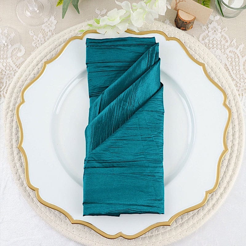 5 Accordion Crinkled Taffeta Dinner Napkins NAP_ACRNK_TEAL