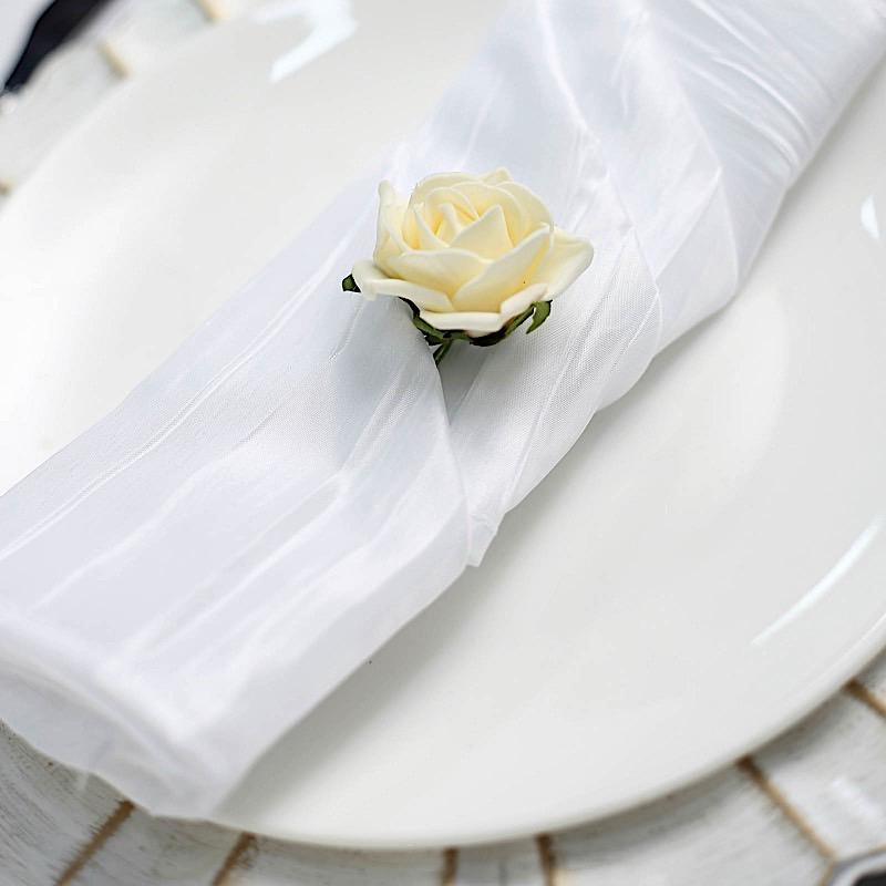 5 Accordion Crinkled Taffeta Dinner Napkins NAP_ACRNK_WHT