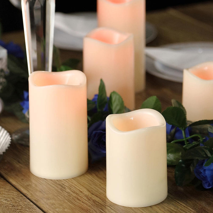 5 pcs 4" 5" 6" tall LED Pillar Candles Lights with Remote Control - Ivory LED_CAND_PL001_SET1_IVR